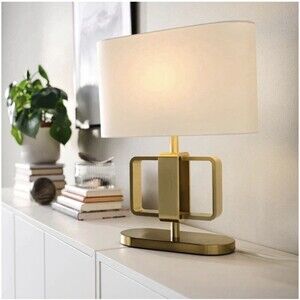 Ikea UPPVIND Table lamp, brass plated/white 19 " Set Of Two